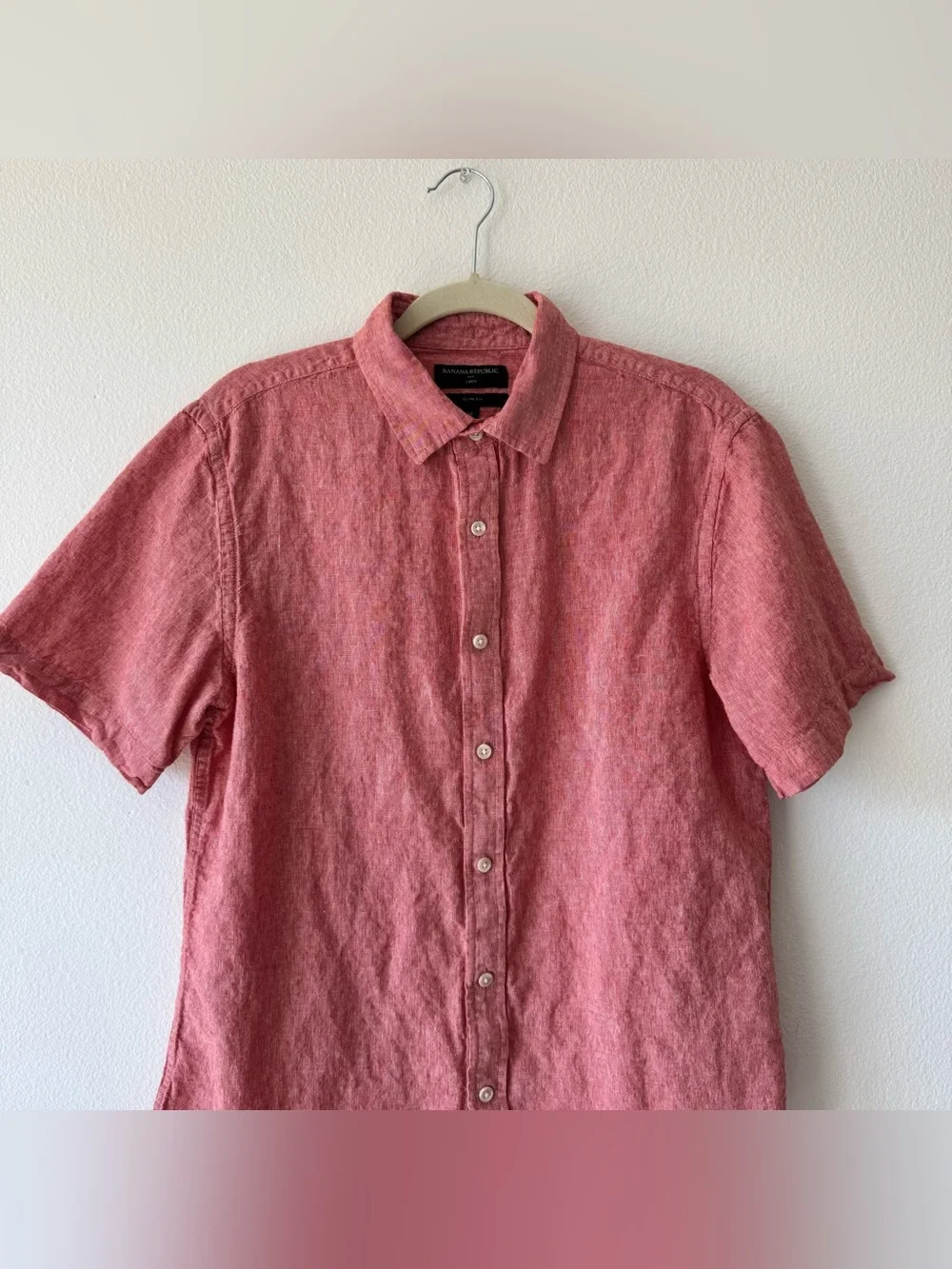Banana Republic Linen Blend Shirt Slim Fit Short Sleeve